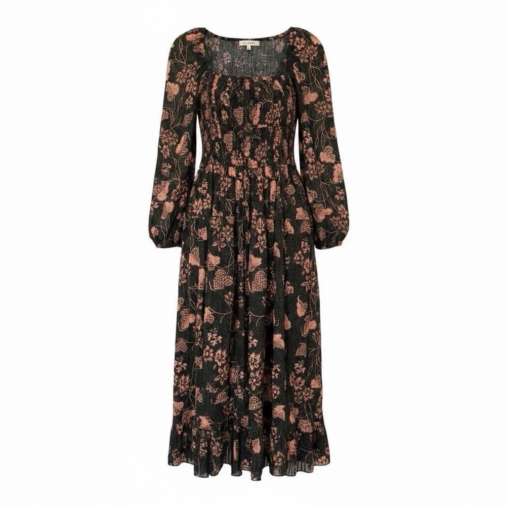 NWOT Ulla Johnson Isla Floral Print Puff Sleeve Lined Midi Dress Balsam Size 4 - Picture 3 of 11